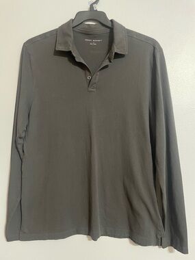 Robert Barakett Long-Sleeve Polo in Charcoal Gray